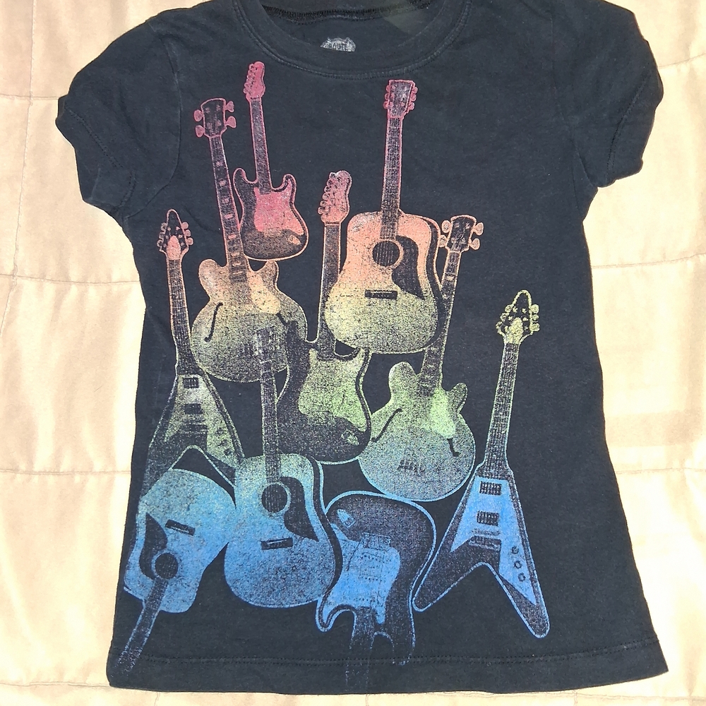Route 66 Kids Guitar Graphic Tee - Black and Multicolor